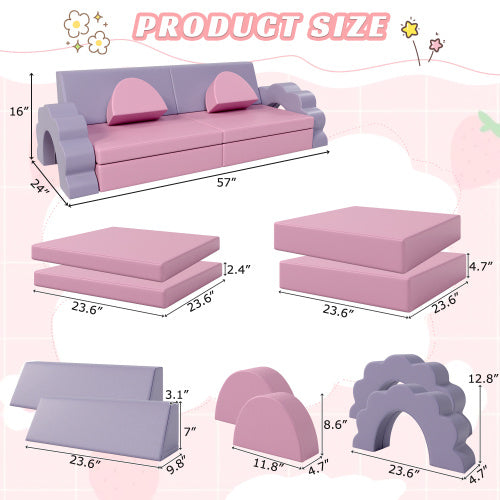 10PCS Kids Couch For Playroom, Baby Climbing And Crawl Foam Play Set, Foam Climbing Blocks Convertible Sofa ,Kids Play Couch, Indoor Climbing Structure For Toddlers, Infant, Kids, Pre-school