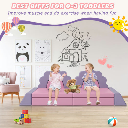 10PCS Kids Couch For Playroom, Baby Climbing And Crawl Foam Play Set, Foam Climbing Blocks Convertible Sofa ,Kids Play Couch, Indoor Climbing Structure For Toddlers, Infant, Kids, Pre-school