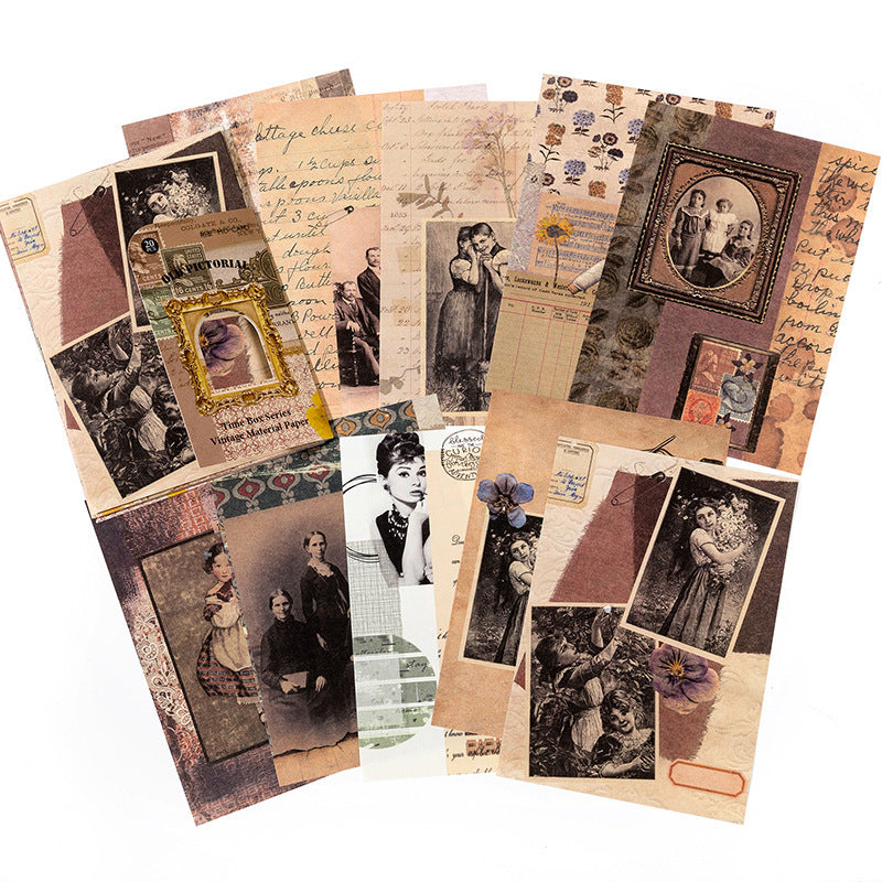 Time Small Box Series Collage Nostalgic Notebook DIY Base Decoration Material