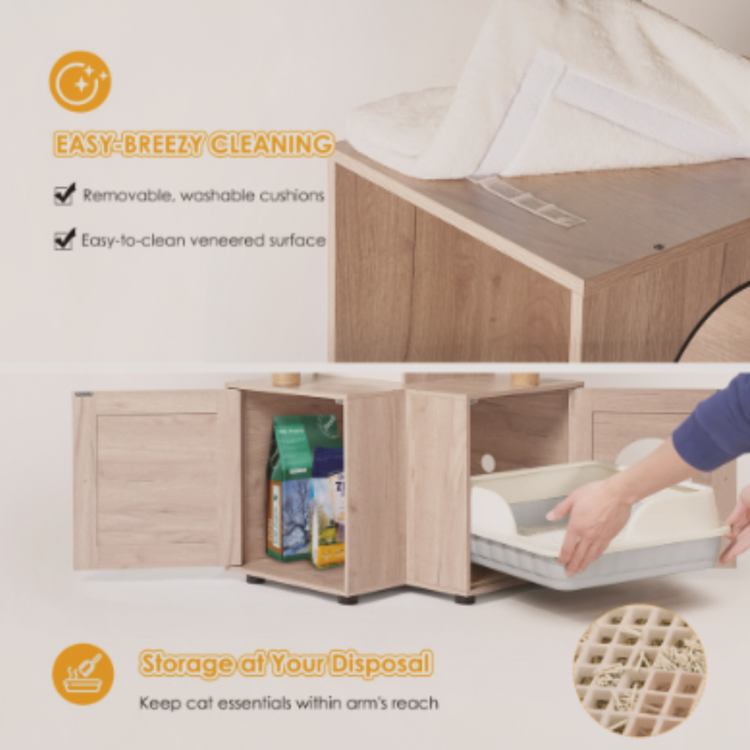 The Hide & Pounce™ – Cat Tower with Litter Cubby & Play Zones