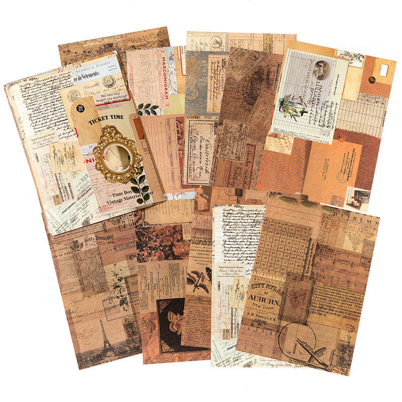 Time Small Box Series Collage Nostalgic Notebook DIY Base Decoration Material