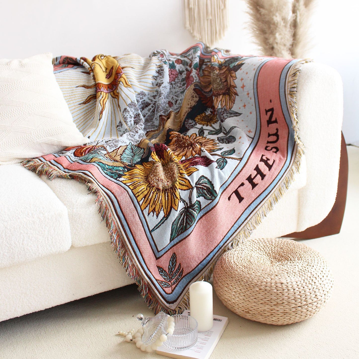 Sofa Cover Casual Boho Blanket Fringe - The Sonne Haus