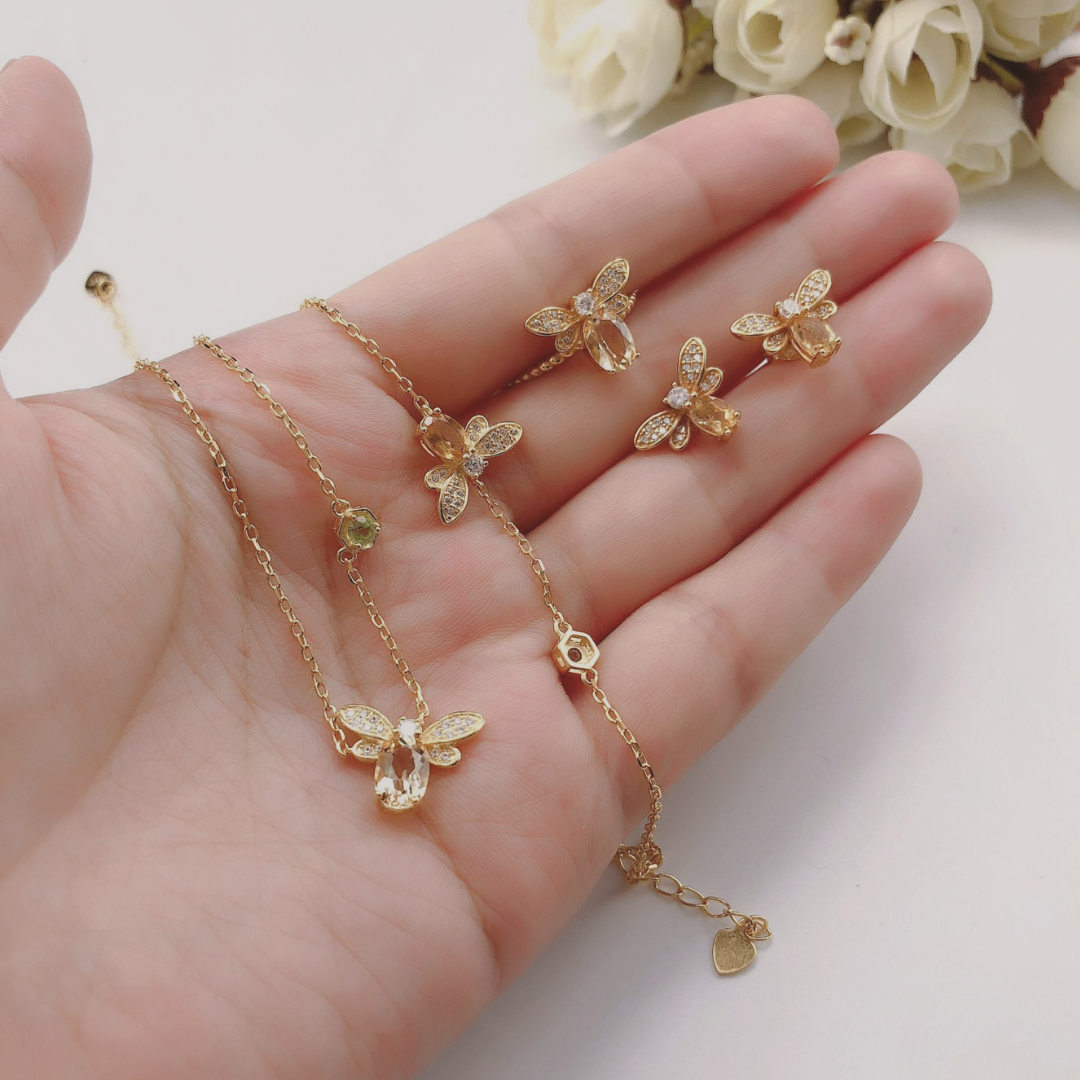 The Honeyspell™ Natural Citrine & Peridot Jewelry Set - The Sonne Haus