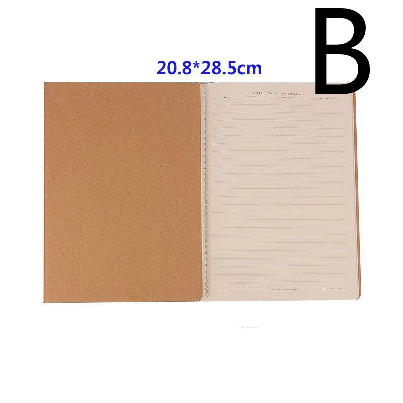 Hand-painted Notebook With Horizontal Lines On Kraft Paper Inner Pages