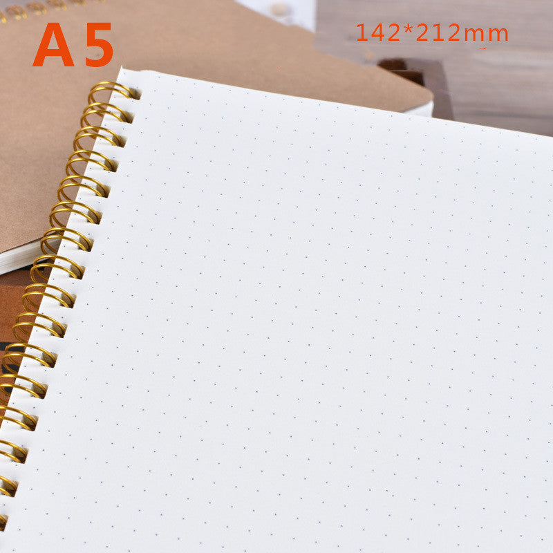 Student A5 Grid Dot Matrix Hand Account Blank Kraft Paper Coil Notebook