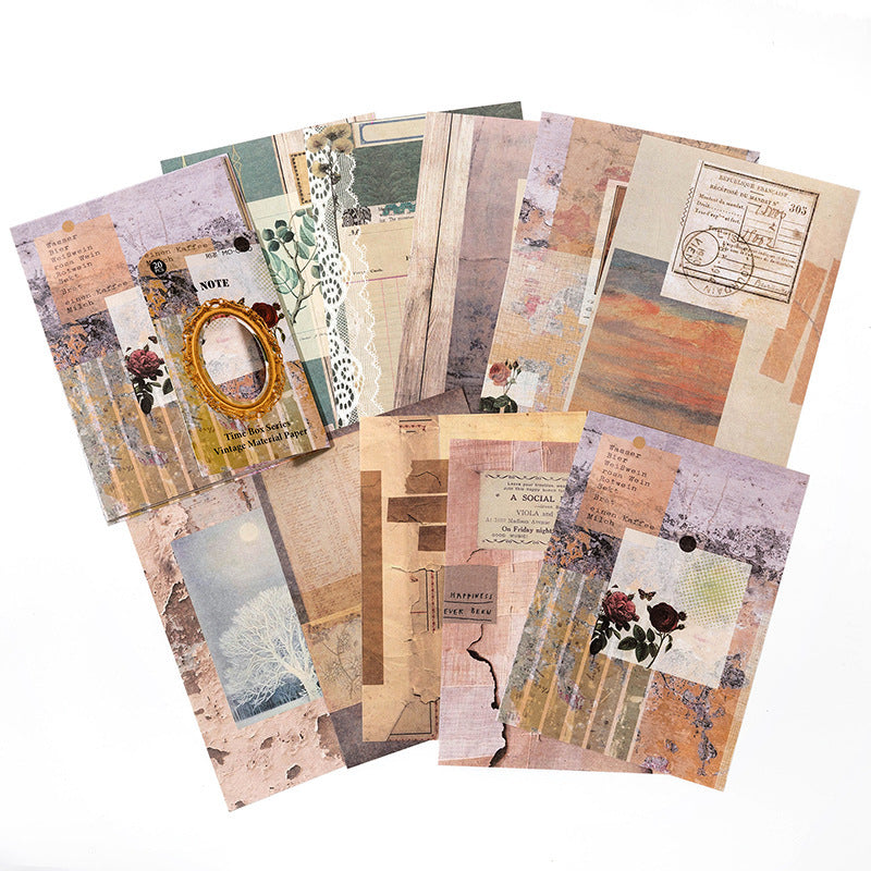 Time Small Box Series Collage Nostalgic Notebook DIY Base Decoration Material