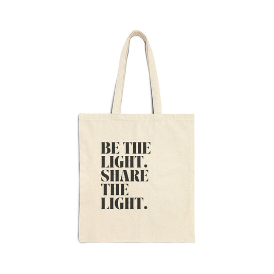 Inspirational Cotton Canvas Tote Bag - Be the Light, Share the Light, Eco-Friendly Shopping Bag, Gift for Friends, Motivational Tote - The Sonne Haus