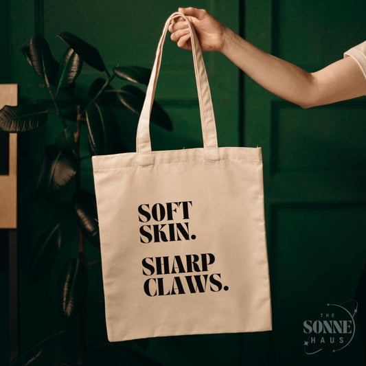 Soft Skin Sharp Claws Tote Bag | Eco-Friendly Cotton Canvas Bag | Perfect Gift Idea | Reusable Shopping Tote | Girly Things - The Sonne Haus