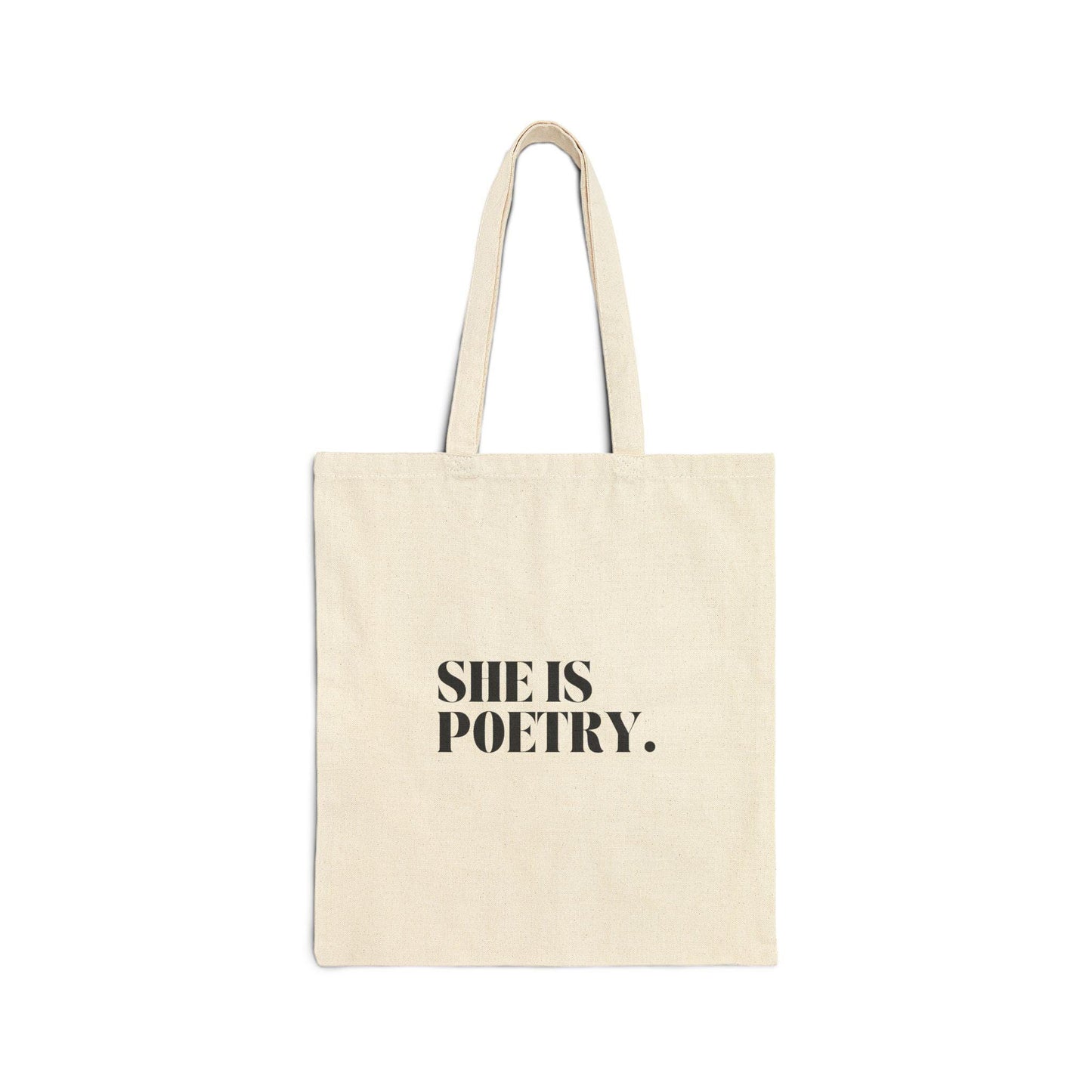 She Is Poetry Tote Bag - Canvas Bag for Book Lovers, Literary Gifts, Eco-Friendly Shopping, Inspirational Quotes, Stylish Carryall