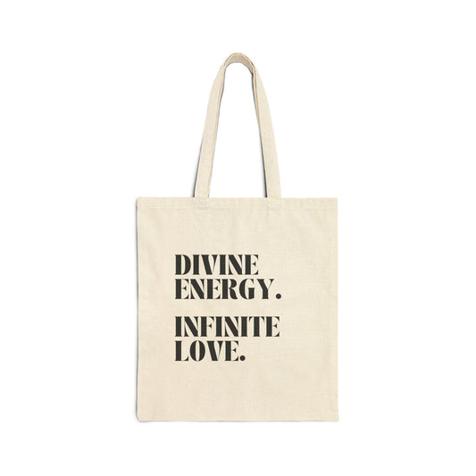Divine Energy Tote Bag | Eco-Friendly Cotton Bag for Daily Use, Shopping, Yoga, or Gifts, Inspirational Quote, Durable Carryall - The Sonne Haus