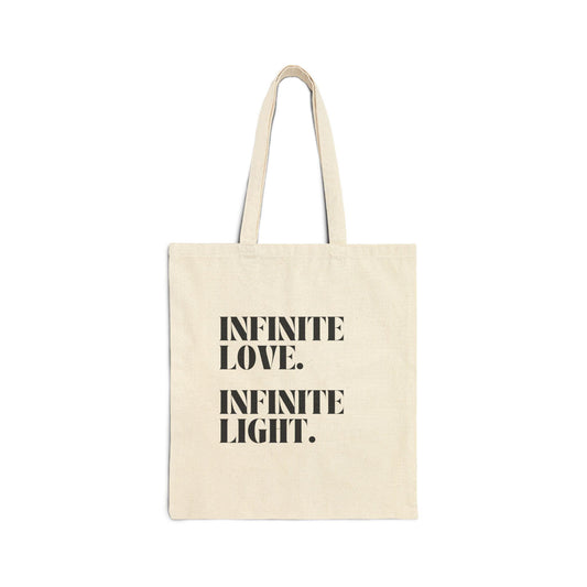 Inspirational Cotton Canvas Tote Bag - Infinite Love, Infinite Light - Eco-Friendly Shopper, Gift for Her, Everyday Use, Beach Bag, Casual - The Sonne Haus