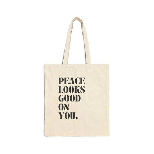 Inspirational Cotton Canvas Tote Bag, Eco-Friendly Shopping Bag, Beach Tote, Gift for Peace Lovers, Reusable Grocery Bag - The Sonne Haus